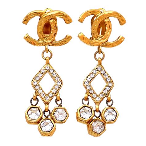 authentic Chanel cc logo earrings